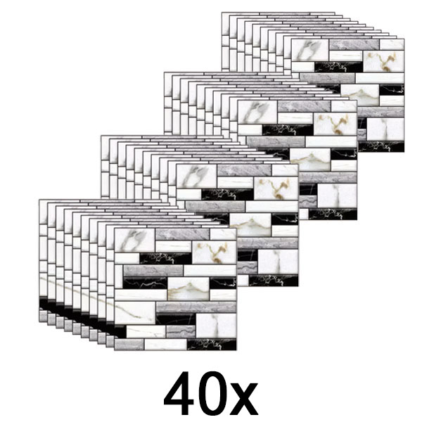 4x Naklejki ścienne 3D o wyglądzie marmuru (10 sztuk/0,9 m²) | MARBLEBLOCKS
