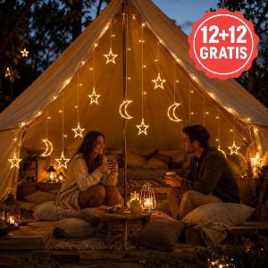 Zewnętrzny łańcuch świetlny z gwiazdkami i księżycem - 3 m, ciepła biel | STARRYSKY 12+12 GRATIS